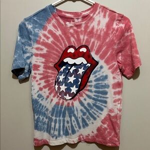 The Rolling Stones Red and Blue Tie-Dye Kids T-Shirt